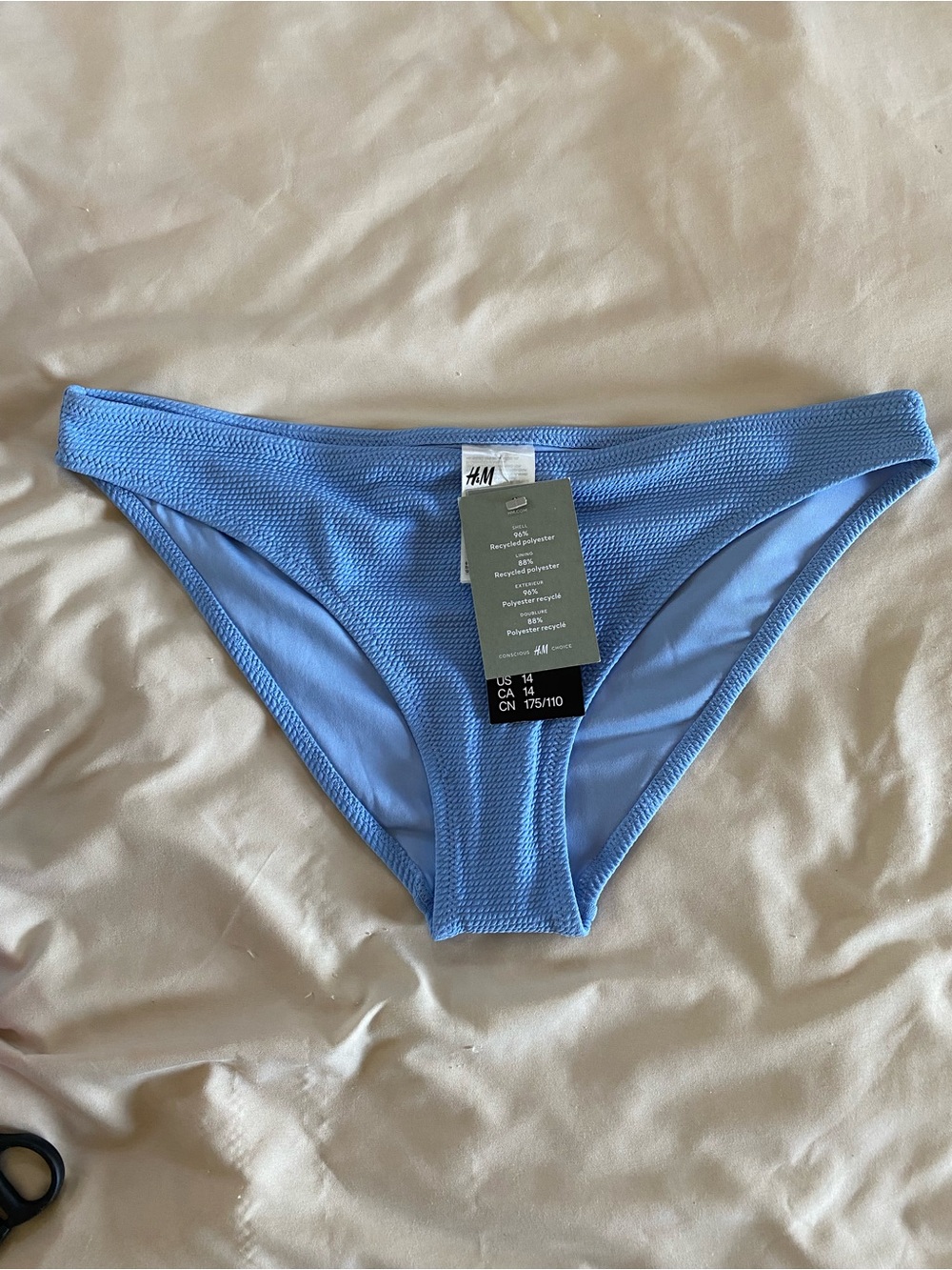 H&M Sky Blue Textured Bikini Bottoms